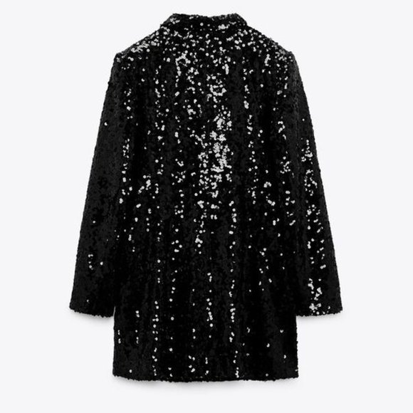 ZARA LONG SEQUINNED BLAZER 9336/556/255/032 - Picture 7 of 9